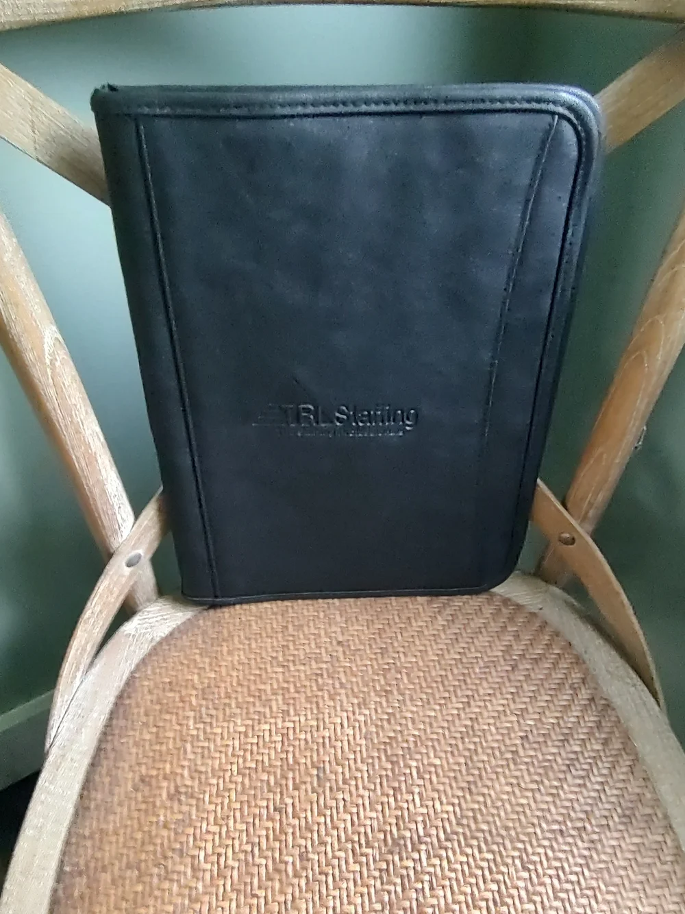 Vintage Black Faux Leather Portfolio Organizer